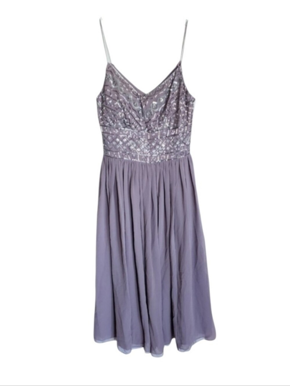 💜 BHLDN Bristol Beaded Purple Bridesmaid Prom Homecoming Dress Sequin
